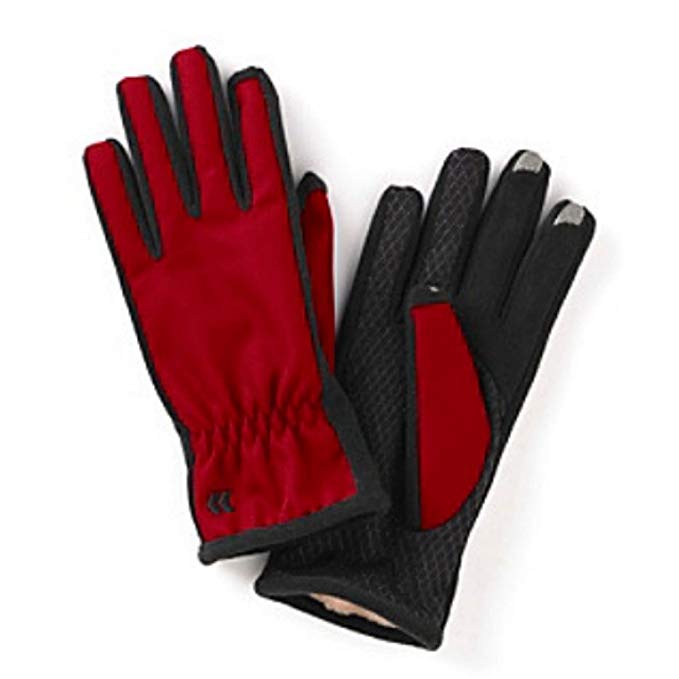 Isotoner Smart Touch 2.0 Womens Red Matrix Tech & Text Gloves Ultraplush Med/Lg