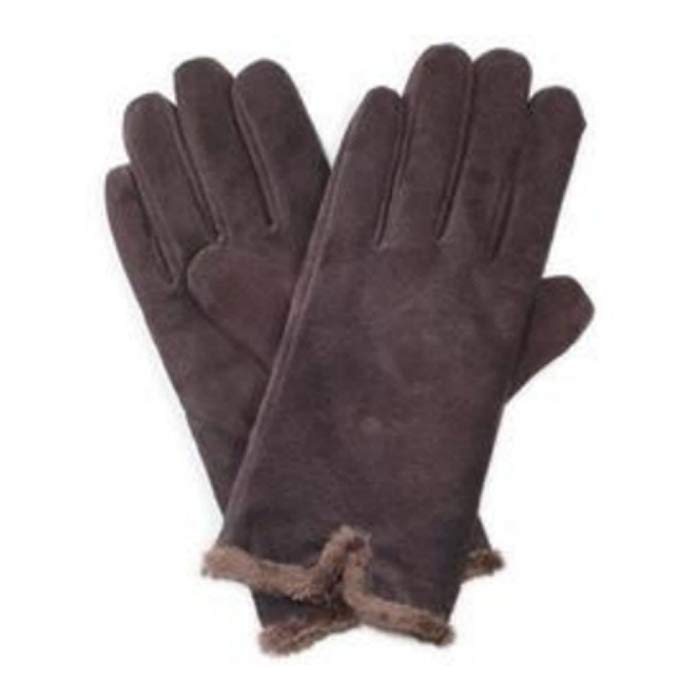 Isotoner Womens Brown Suede Leather Gloves With Back Vent & Microluxe Lining