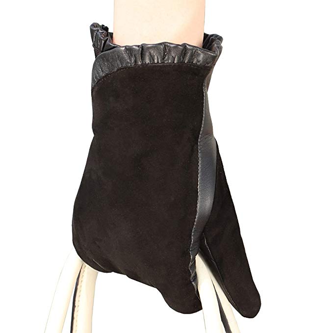 WARMEN Fashion Women Nappa&suede Leather Winter Warm Lined Gloves