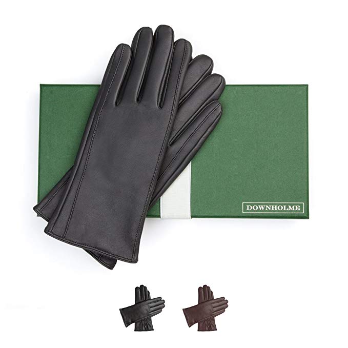 Downholme Touchscreen Leather Cashmere Lined Gloves for Women