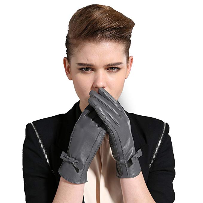 Women's Dress Gloves, Magelier Full Finger Genuine Lambskin Leather Wrist Length Gloves