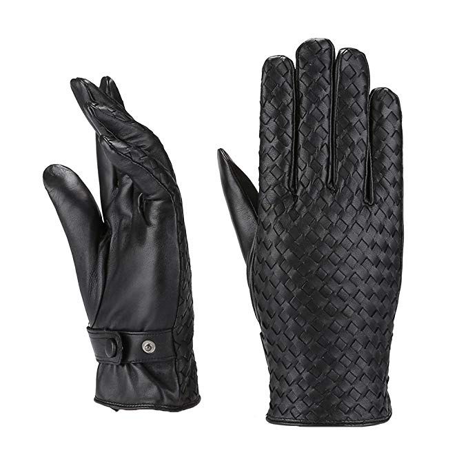 MoDA Ms. Alps Women's Woven Genuine Leather Winter Driving Gloves Designer Limited Edition