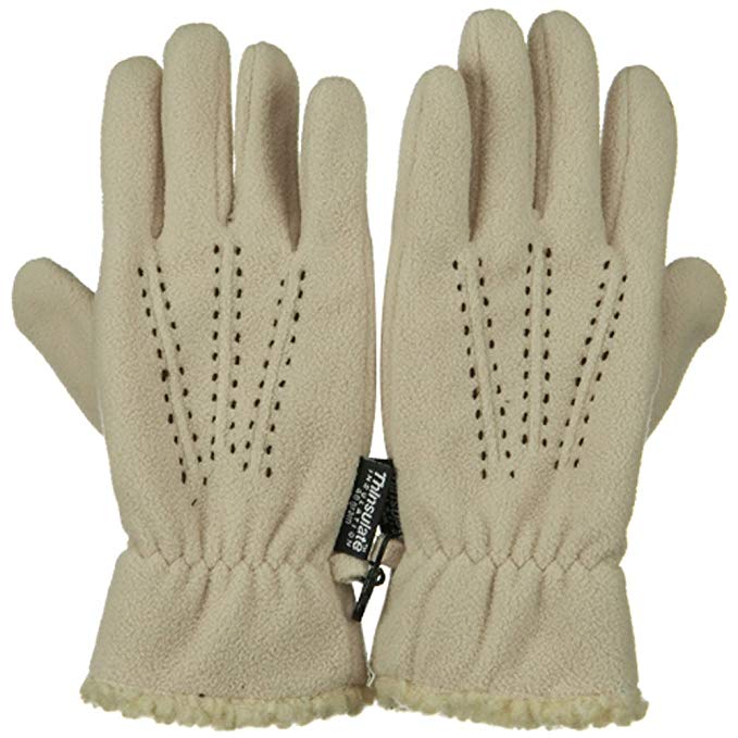 Three Pleat Lady Microfleece Glove - Tan