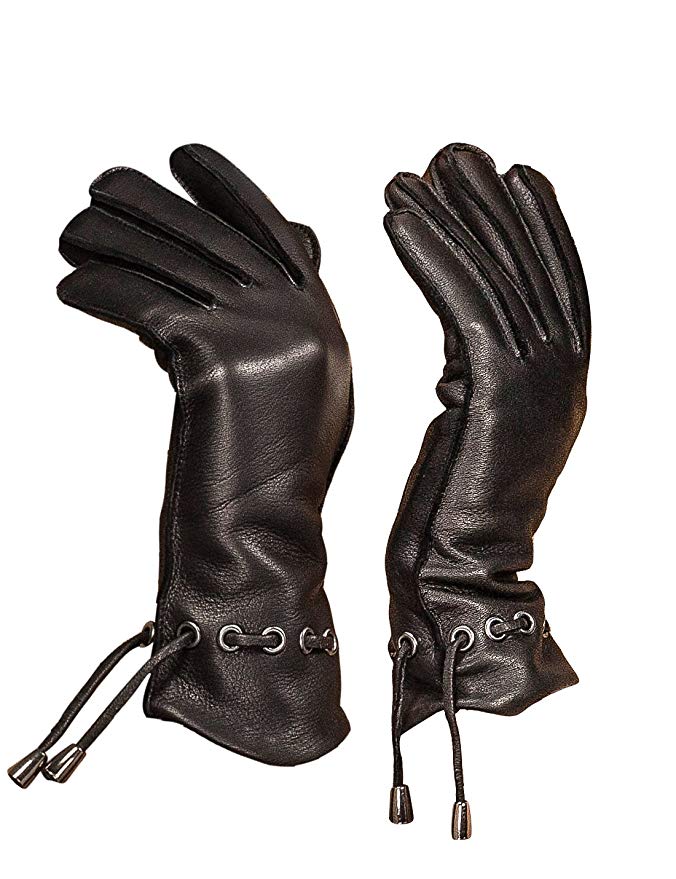 YISEVEN Women's Deerskin Leather Dress Gloves Long Cuff Zipper