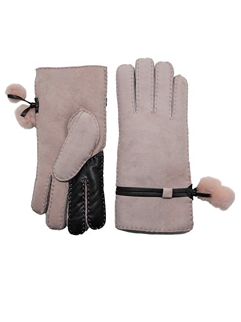 YISEVEN Women's Merino sheepskin Shearling Leather Gloves