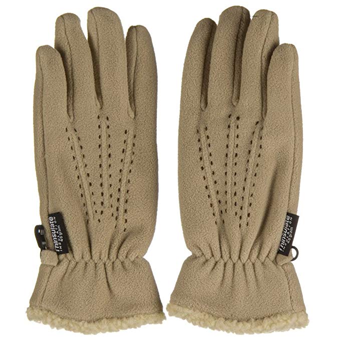 Three Pleat Lady Microfleece Glove - Camel