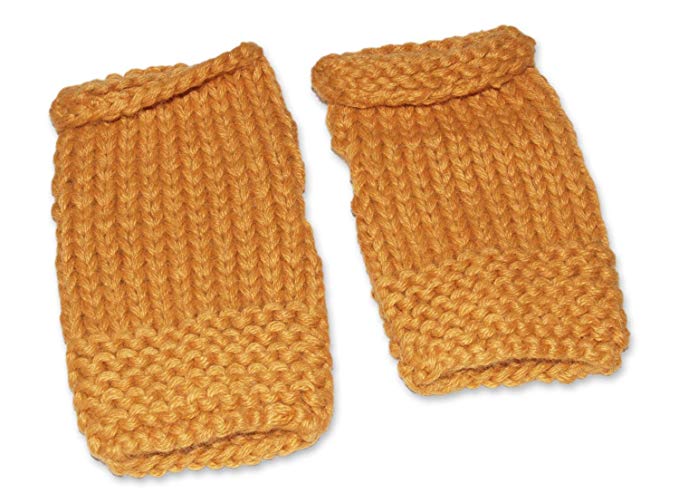 NOVICA Yellow Alpaca Blend Fingerless Gloves, 'Golden Yellow'