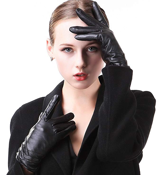 Harrms Best Luxury touchscreen Italian Nappa Genuine Leather Gloves for women's Texting Driving Cashmere Lining