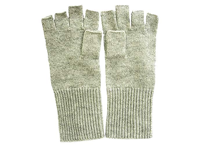 Heather Gray Pure 100% Cashmere Fingerless Half Finger Gloves