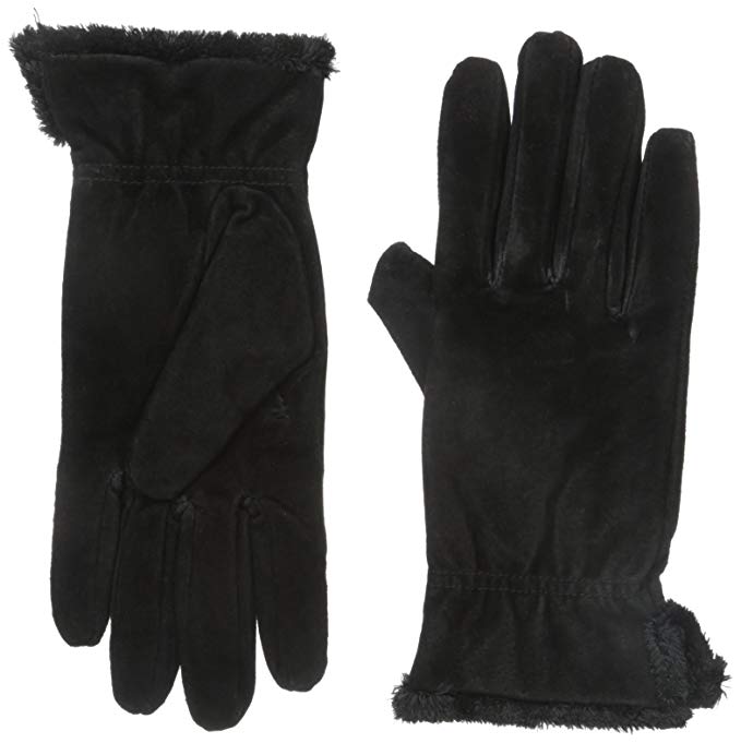 isotoner Women’s Genuine Suede Cold Weather Gloves with Warm, Soft Lining