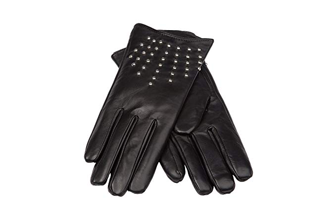 Women's Leather Gloves with Long Fingers (Metal Studs) |Tall Fingers| Big&Tall