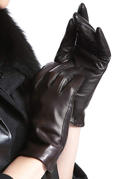 Tanners Avenue Women's Black Brown Genuine Lambskin Leather Gloves