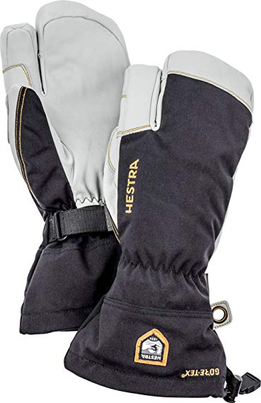 Hestra Waterproof Ski Gloves: Mens and Womens Army Leather Gore-tex Cold Weather 3-Finger Mitten