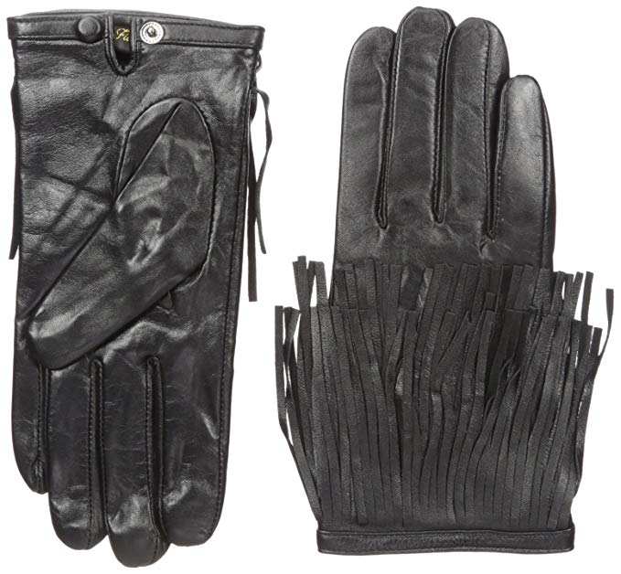 La Fiorentina Women's Leather Glove with Fringed Wrist Cuffs