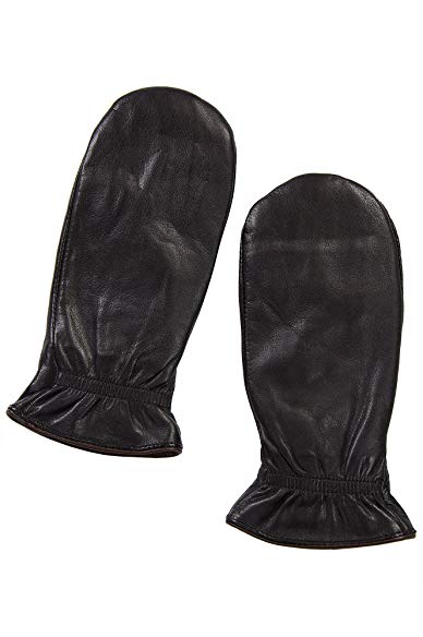 Women's Snowdrop Fleece-Lined Lambskin Leather Mittens with Finger Liners