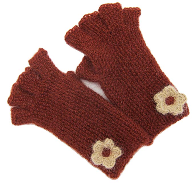 Handmade PURE ALPACA Fingerless Gloves - Terracotta (CUSTOM MADE, JUST FOR YOU!)