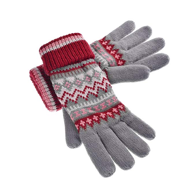 YAN & LEI Women's Knitted Winter Gloves with Roll Up Cuffs