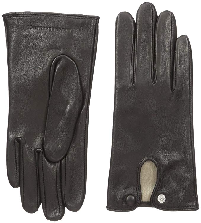 A|X Armani Exchange Women's Covered Snap Leather Gloves