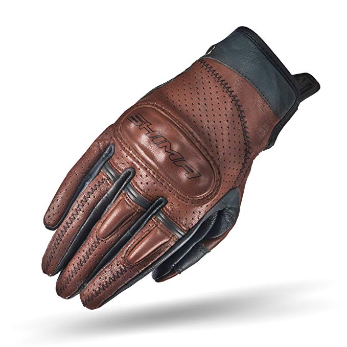 SHIMA CALIBER LADY, Women Retro Vintage Custom Summer Leather Motorcycle Gloves (XS/S/M/L) (S, Brown)