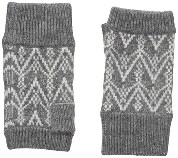 Sofia Cashmere Women's 100 Percent Cashmere Fairisle Fingerless Gloves