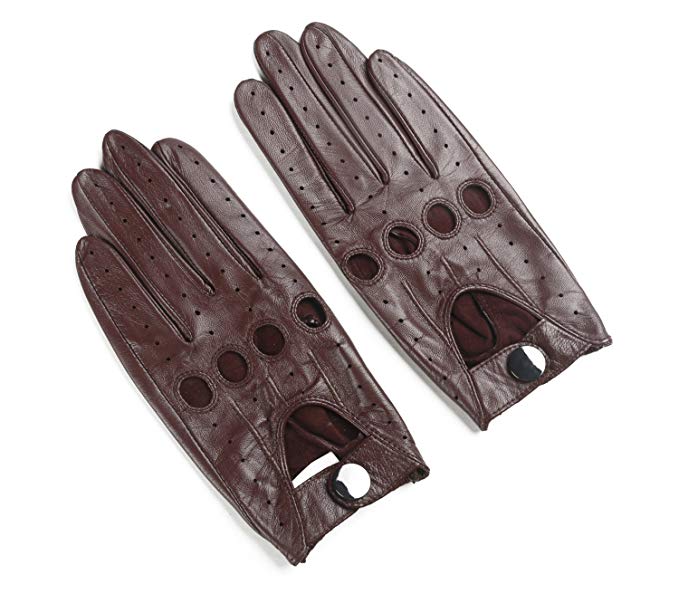 Ambesi Women's Open Back Leather Driving Gloves