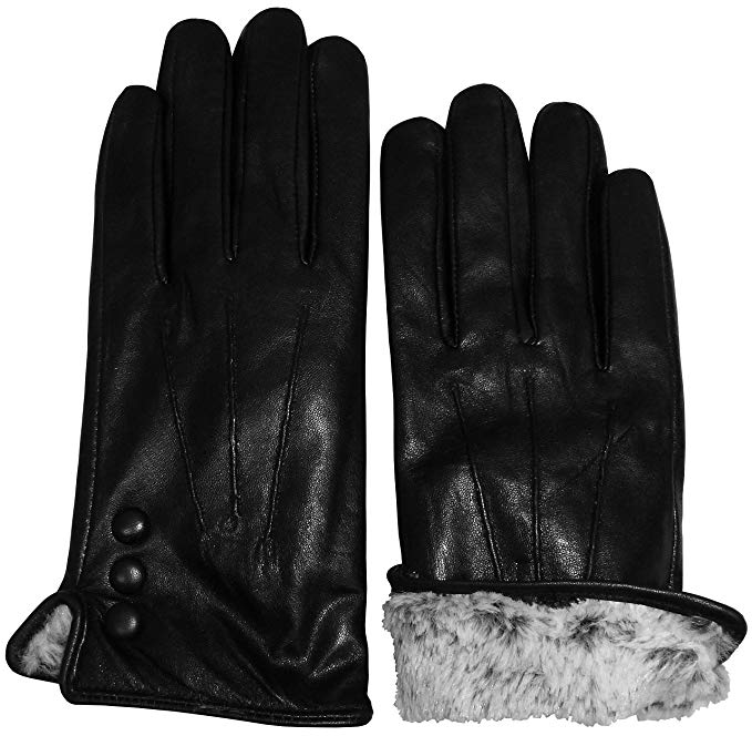 N'Ice Caps Womens and Mens Genuine Kid Leather Gloves With Plush Lining