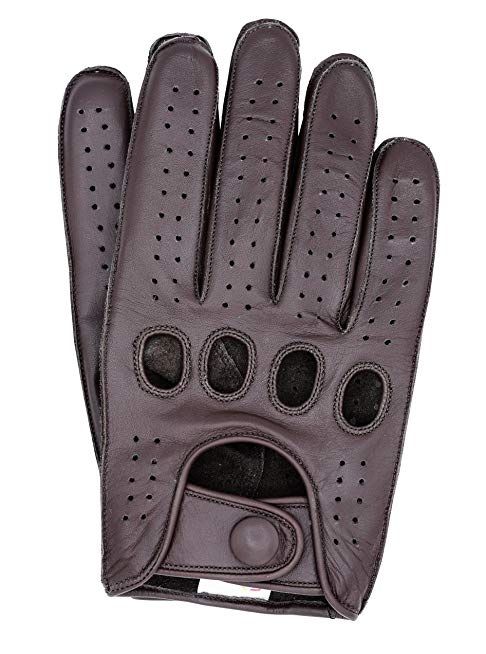 Riparo Women Genuine Leather Reverse Stitched Full-Finger Driving Motorcycle Gloves