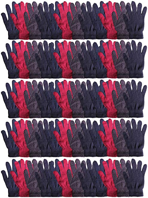 60 Pack Mens and Womens Warm And Stretchy Thermal Winter Gloves Bulk Wholesale