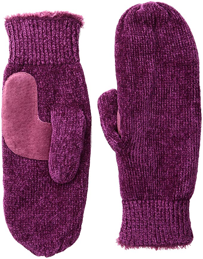 Isotoner Women's Chenille Mittens with Boomerang Palm Patch and Microluxe Lining