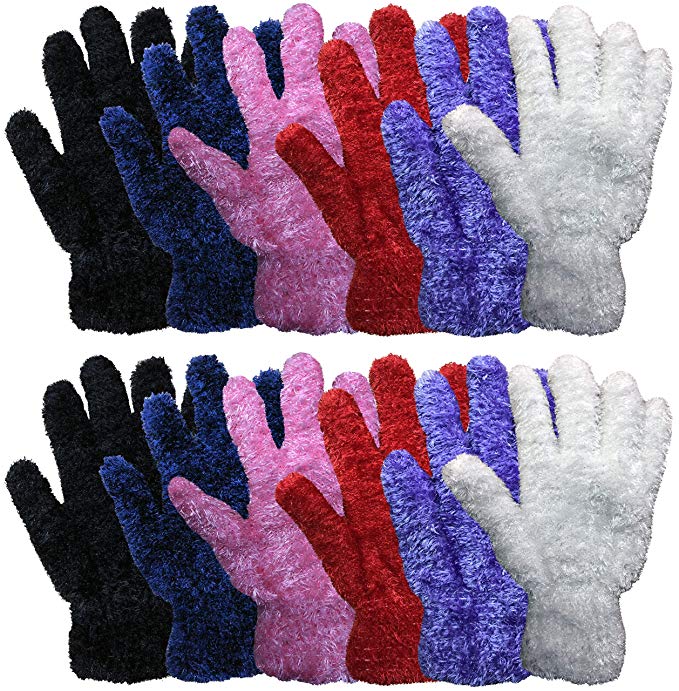 12 Pairs Of excell Womens Soft Warm And Fuzzy Winter Gloves