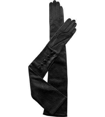 Long Silk Lined Leather Gloves - Opera Length-Black or White-On Sale and