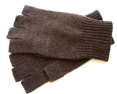 Chocolate Brown Pure 100% Cashmere Fingerless Half Finger Wrist Gloves