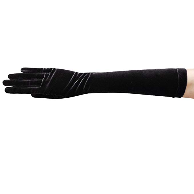 ZaZa Bridal Stretch Velvet Gloves Below-The-Elbow Length 8BL