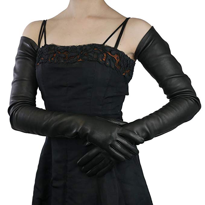 Shoulder length Italian leather gloves with silk lining, 27-29