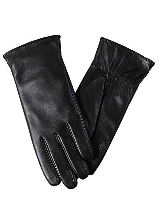 Super-soft Leather Winter Gloves for Women Full-Hand Touchscreen Warm 100% Cashmere Lined Perfect Appearance