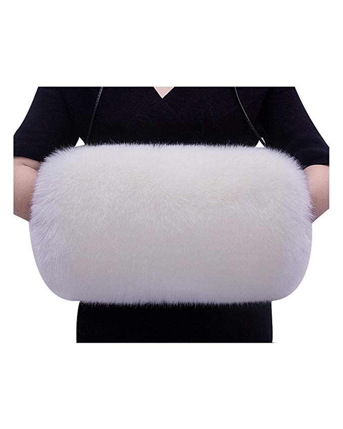 Women Faux Fur Hand Muff Large Warm Hand Muffs For Wedding