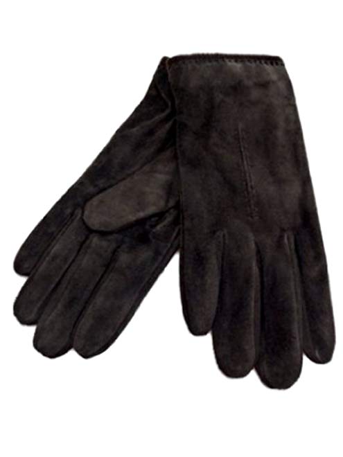 Fownes Womens Brown Suede Leather Gloves with Acrylic Trim