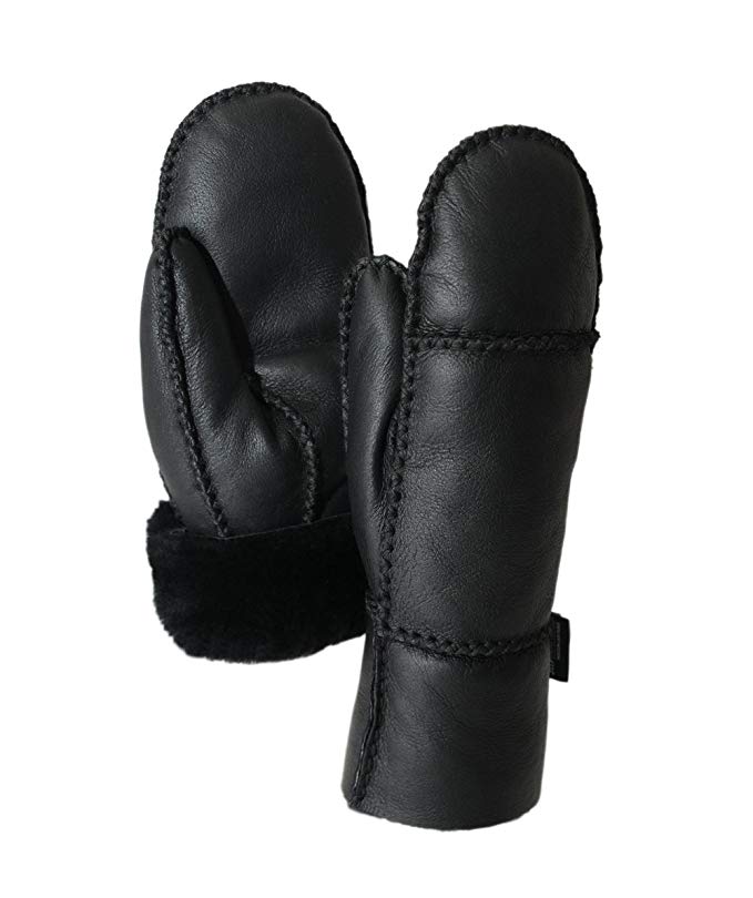 Ricardo B.H. Premium Leather, Genuine Sheepskin Mittens in Black for Women