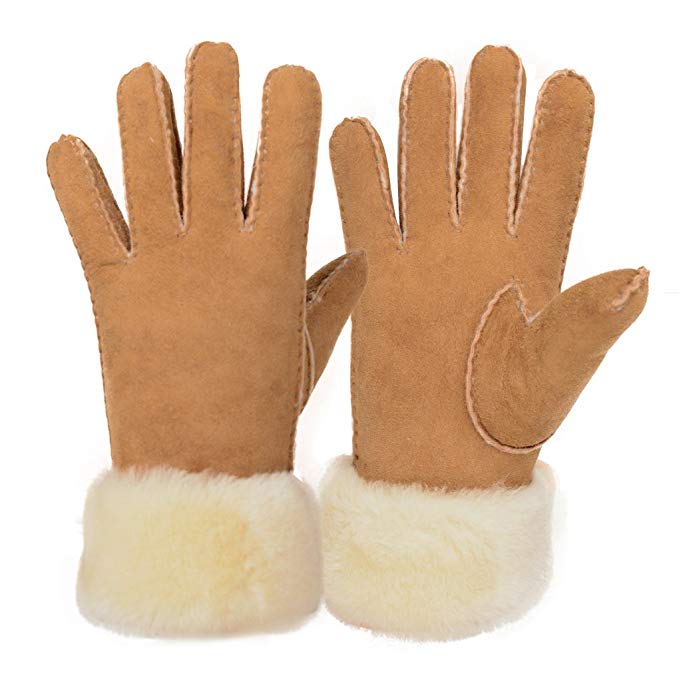 Furoom women's sheepskin glove wool cuff