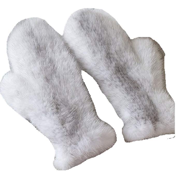 Valpeak Womens Winter Mittens Knitted Mink Fur Full Finger Gloves