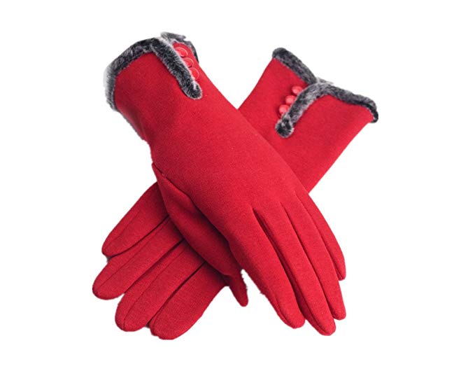 Lady winter Warm Breathable cotton touch screen Elasticity gloves