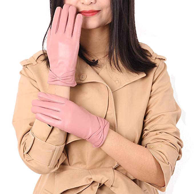 Fashion Leather Gloves Women, Color Inchoice Genuine Winter Warm Lined Gloves