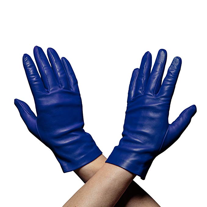 Beau Gant Handmade Italian Leather Gloves, Womens, Unlined (6.5, cobalt blue)