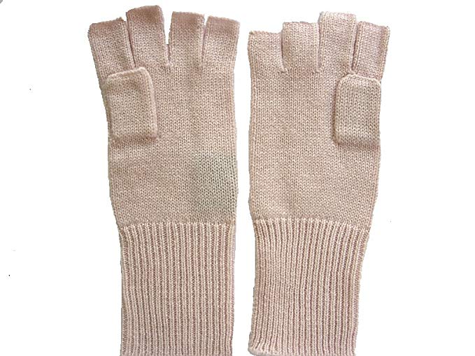 Pink Pure 100% Cashmere Fingerless Half Finger Wrist Gloves