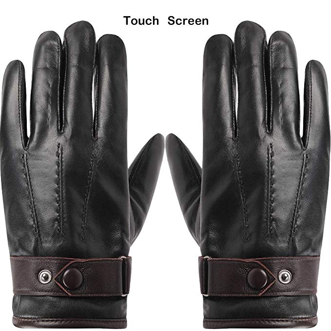 Genuine Leather Gloves Men & Women, PUREMSX 100% Pure Black Driving Motorbike Glove