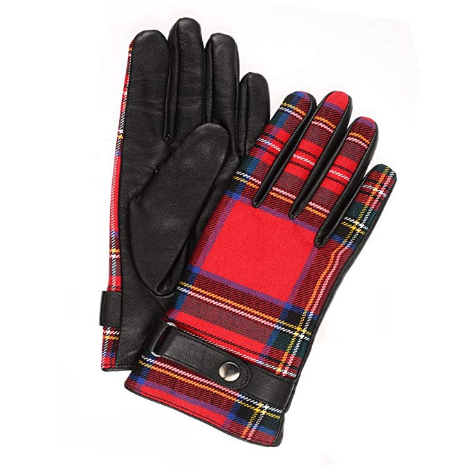 Women's Leather and Tartan Gloves