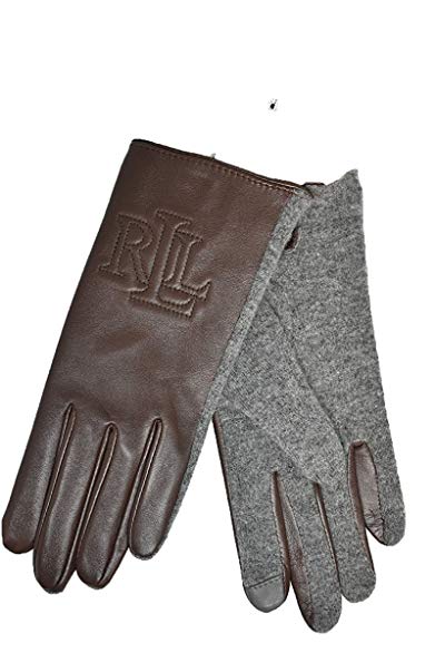 Lauren Ralph Lauren Women's Logo Hybrid Leather and Knit Tech Gloves