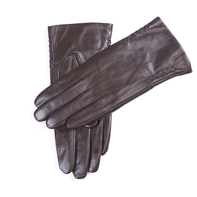 MATSU Women Winter Leather Gloves,Warm,Lambskin,With Long Fleece lining M9114