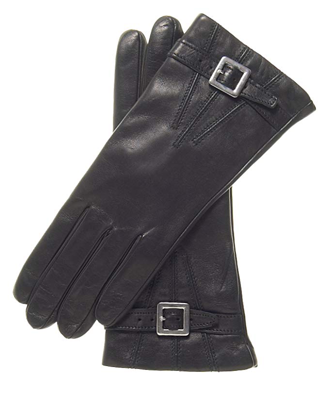 Fratelli Orsini Women's Italian Cashmere Lined Leather Gloves with Buckle