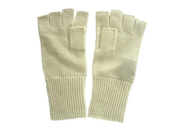 Cream Pure 100% Cashmere Fingerless Half Finger Gloves